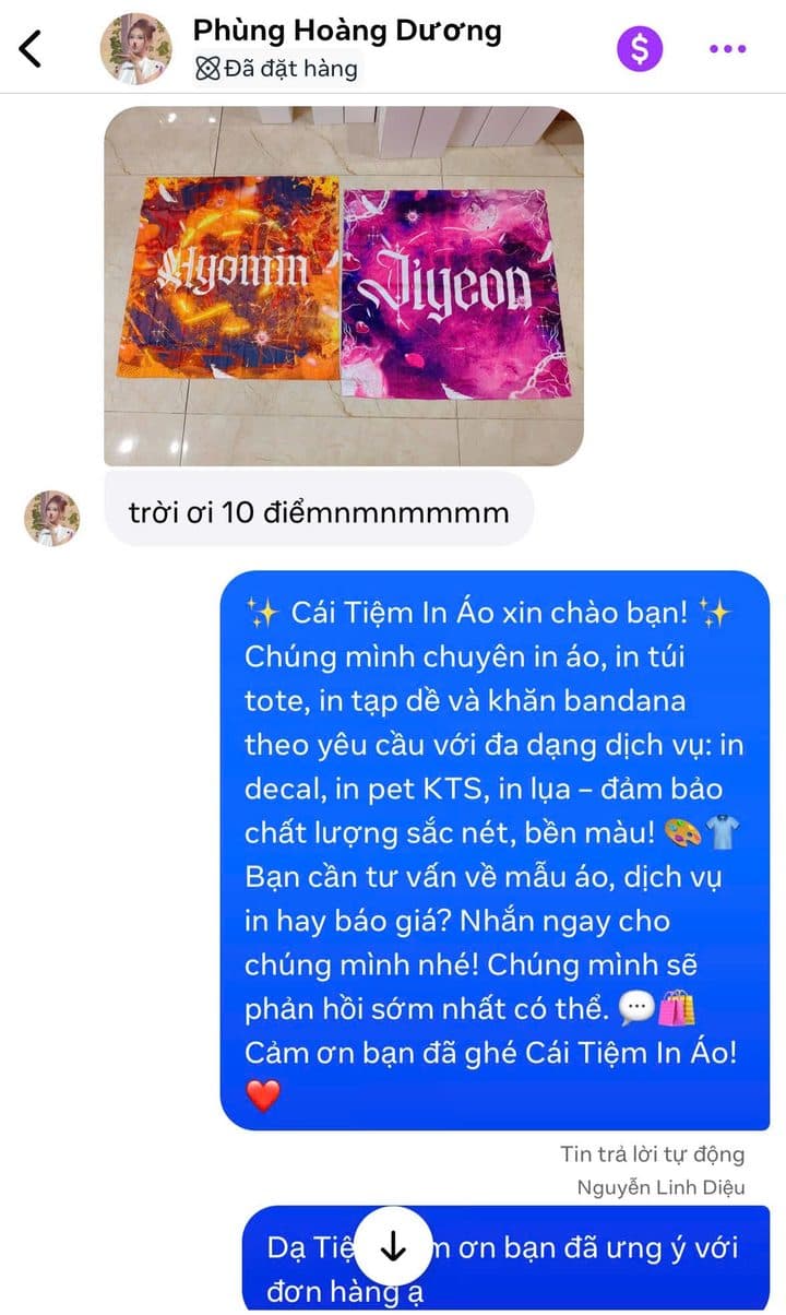 Tin nhắn feedback của Hoàng Dương