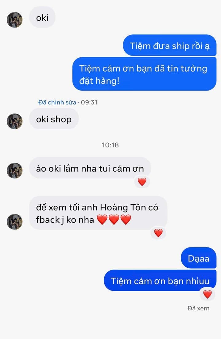 Tin nhắn feedback của Khách hàng